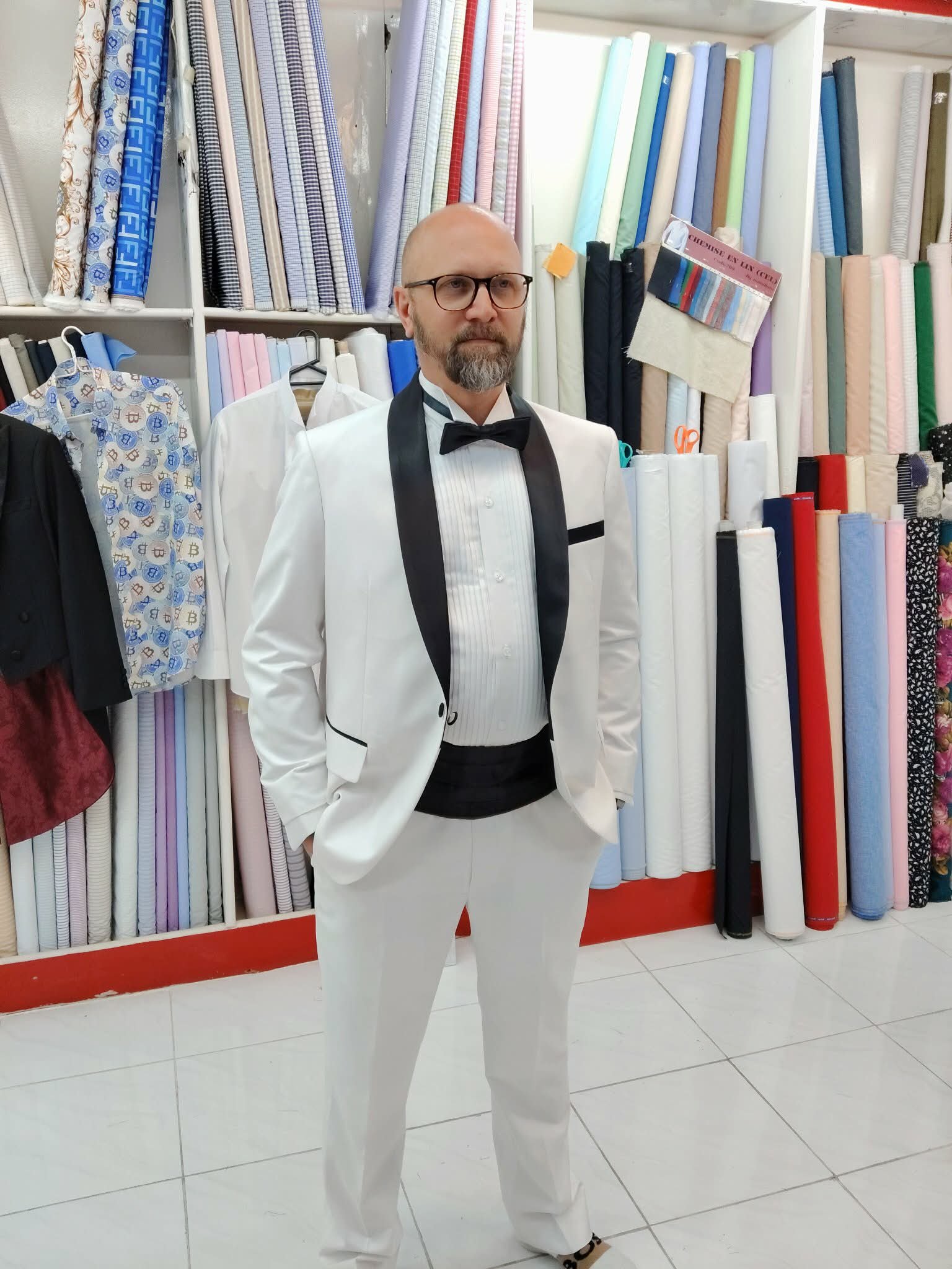 Premium fabric selection at Zegna Tailor Hua Hin – Italian wool, cashmere, and organic linen swatches for custom suits